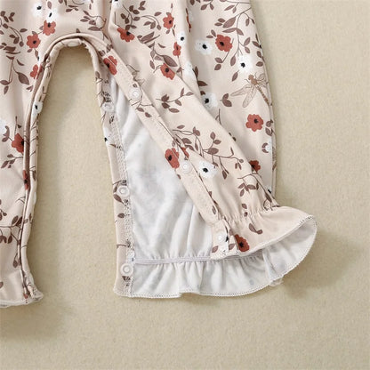 Baby Girl Floral Jumpsuit – Tie-Up Suspender Overalls Romper (Summer Outfit, 0-24 Months, 2024 New)
