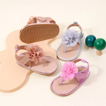 Baby Shoes Summer Sandal Cute Flower Anti-Slip Sole Newborn Toddler Prewalking Practice Shoes High Quality
