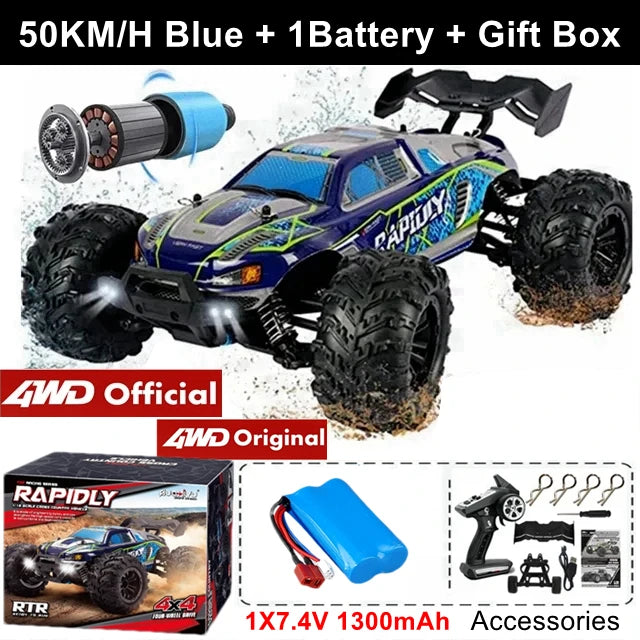 1:16 Brushless RC Drift Car with 80km/h Speed and LED Lights 4WD