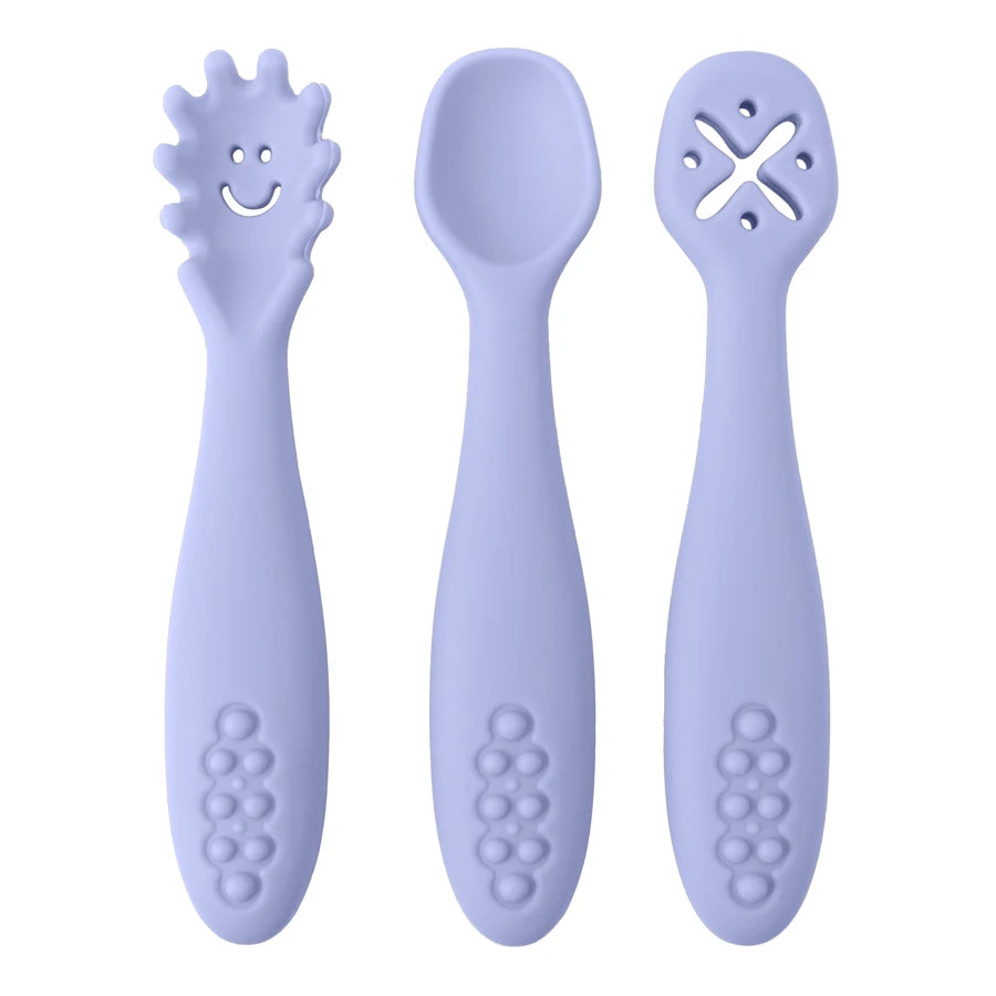 3PCS Cute Baby Learning Spoons Utensils Set – Newborn Feeding Spoon Set for Toddlers