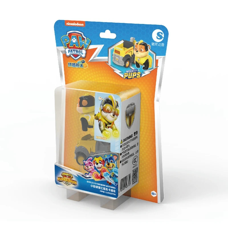 Paw Patrol Vehicle Playset – Chase, Skye, Marshall Pull Back Cars with Ryder Figure Building Blocks Toy