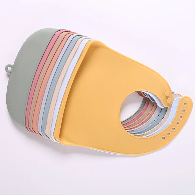 1-Piece Silicone Baby Bib – Waterproof Solid Feeding Bib for Toddlers, Boys & Girls, Saliva-Proof Lunch Apron - Kidzy Market