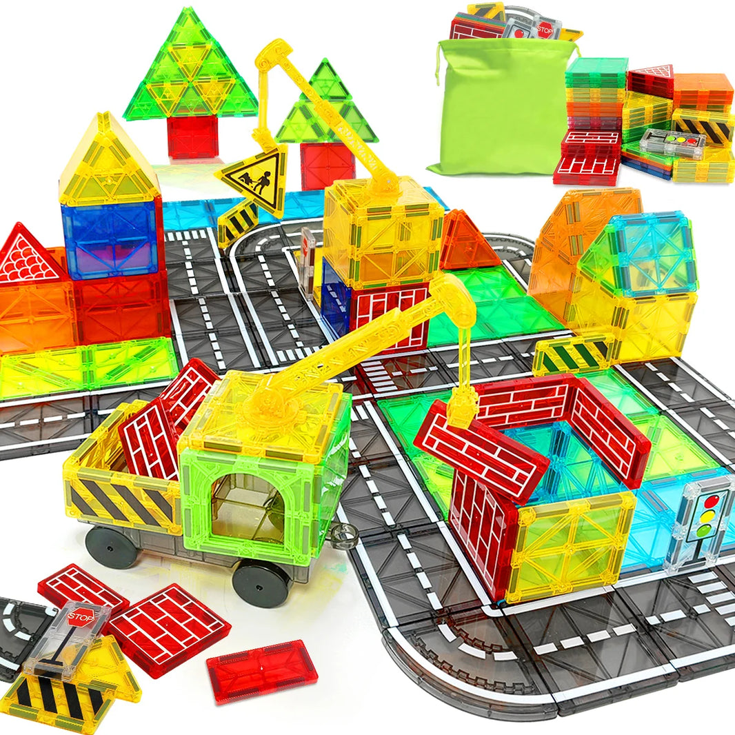 Magnetic Road Set With Car Building Blocks Toy for Toddlers