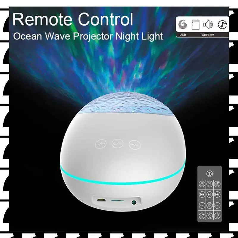 A44U Musical LED Baby Night Light Ocean Projector Bluetooth Galaxy Night Lamp White