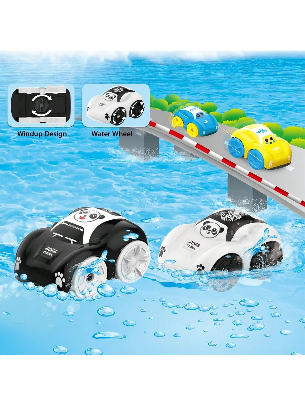 Children’s Clockwork Bath Toy – Floating ABS Cartoon Amphibious Car