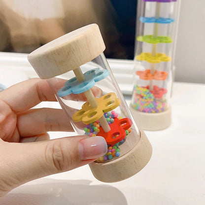 Wooden Rain Sound Tube Instrument - Rain Maker Stick, Hourglass Music Shaker for Hearing Enlightenment Toy