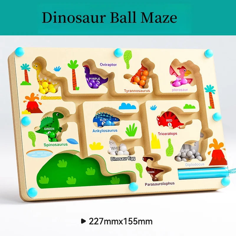 Montessori Magnetic Color and Number Sorting Maze – Wooden Puzzle Activity Board for Fine Motor Skills, Educational Toy for Toddlers Boys and Girls