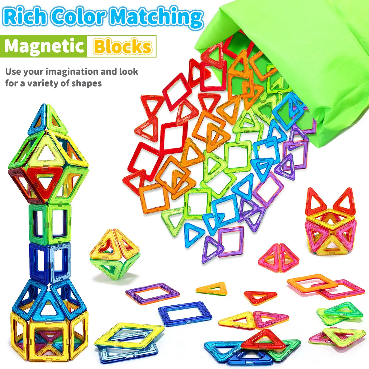 Big Magnetic Building Blocks 3D STEM Educational Constructor Set