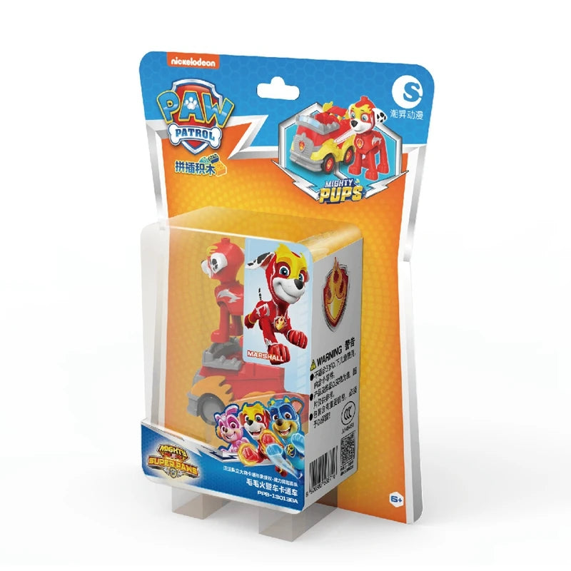 Paw Patrol Vehicle Playset – Chase, Skye, Marshall Pull Back Cars with Ryder Figure Building Blocks Toy