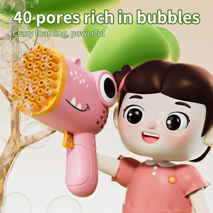 40-Hole Dinosaur Bubble Machine — Continuous Bubble Maker for Kids, Parties & Weddings (Bubble Solution & Batteries Not Included)