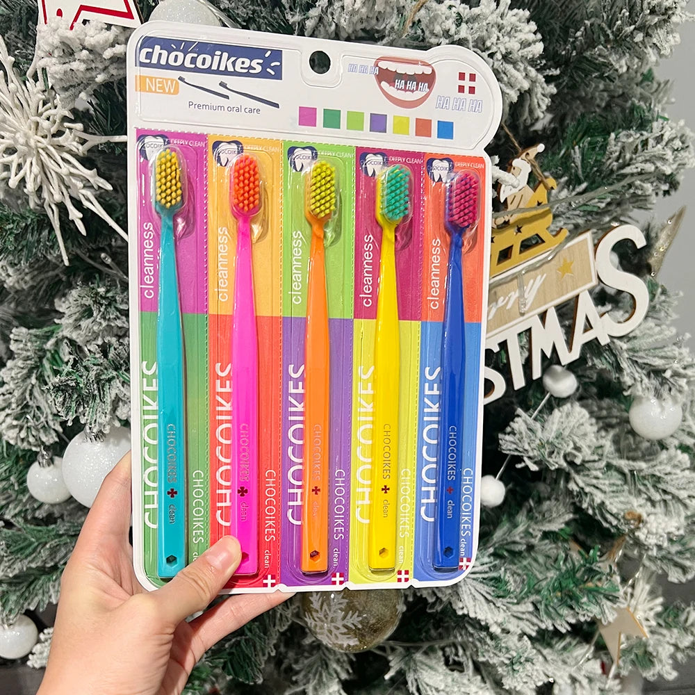 5PCS Ultra-Soft Microfiber Toothbrush Set - Swiss-Style High Density Manual Toothbrush for Gentle Cleaning and Gum Care