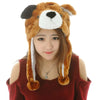 Plush Animal Earflap Hat with Moving Ears & Neck Warmer — 60 cm (23.6 in) Adult Cosplay Party Beanie