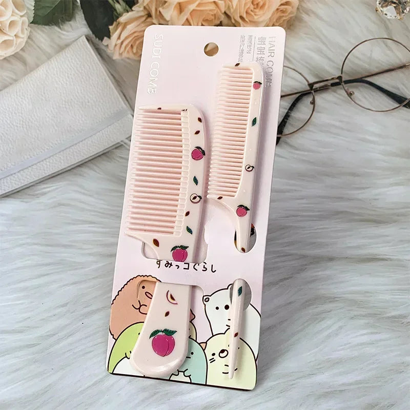 2Pcs/Set Cute Kids Hairdressing Comb - Anti-static Pointed Tail Comb for Girls - Strawberry Fruit Hair Comb