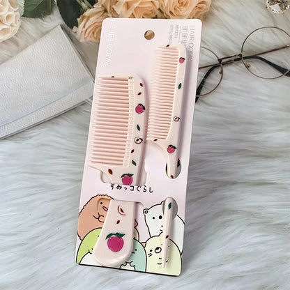 2Pcs/Set Cute Kids Hairdressing Comb - Anti-static Pointed Tail Comb for Girls - Strawberry Fruit Hair Comb