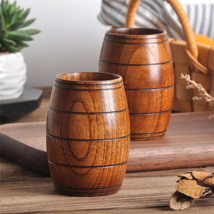 Handmade Spruce Wood Big-Belly Cup — Rustic Wooden Beer, Tea & Coffee Mug (Brown)