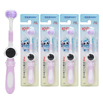 Age 3+ 3-Sided Toddler Toothbrush, Soft Bristles, Kids Autism Sensory Toothbrush, Silicone Oral Care Brush