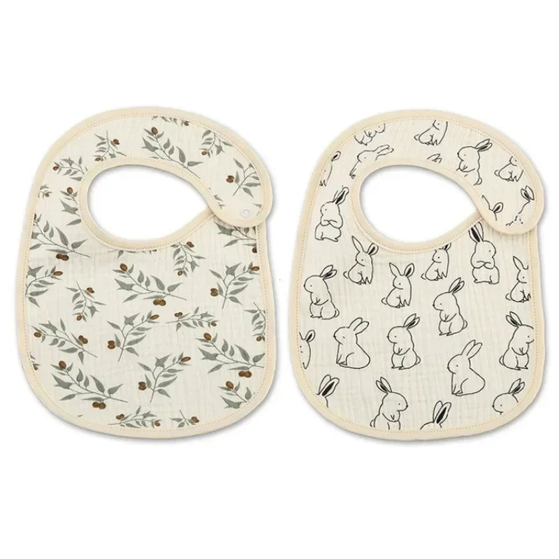 2pcs/Set Waterproof Baby Bibs – Cotton Infant Feeding Bibs, Newborn Burp Cloths, Bandana for Boys & Girls, Soft Saliva Towel - Kidzy Market