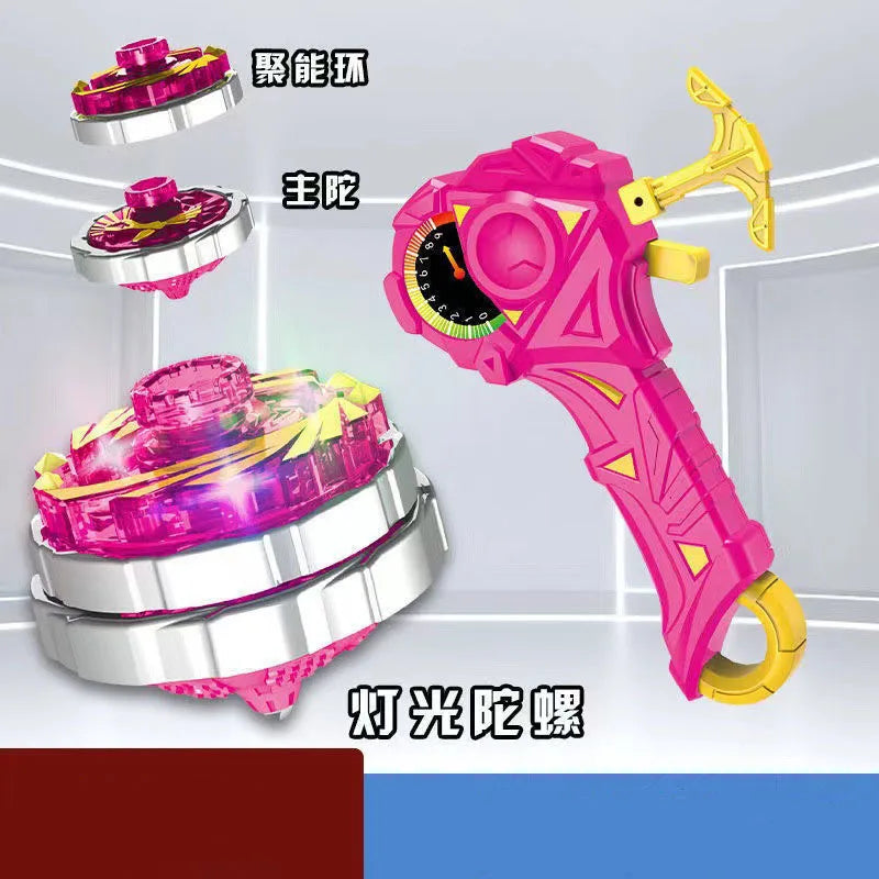 Luminous Combat Gyroscope – Alloy Light-Up Drawstring Spinning Top, Magic Glitter Toy for Kids, Christmas and Birthday Gift