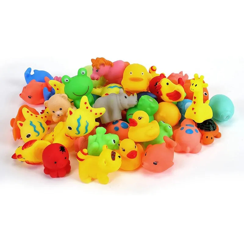 13Pcs Baby Animal Bath Toy Set – Soft Rubber Floating Squeeze Water Toys