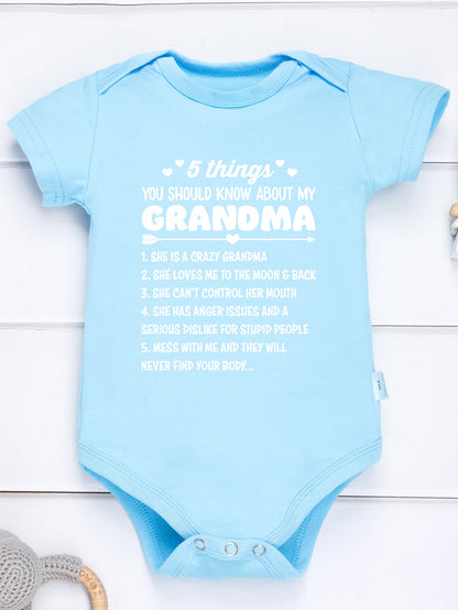 5 Things You Should Know About My Grandma Print Baby Bodysuit – Trendy Newborn One-Piece, Boy Girl Romper, Infant Jumpsuit, Toddler Clothes