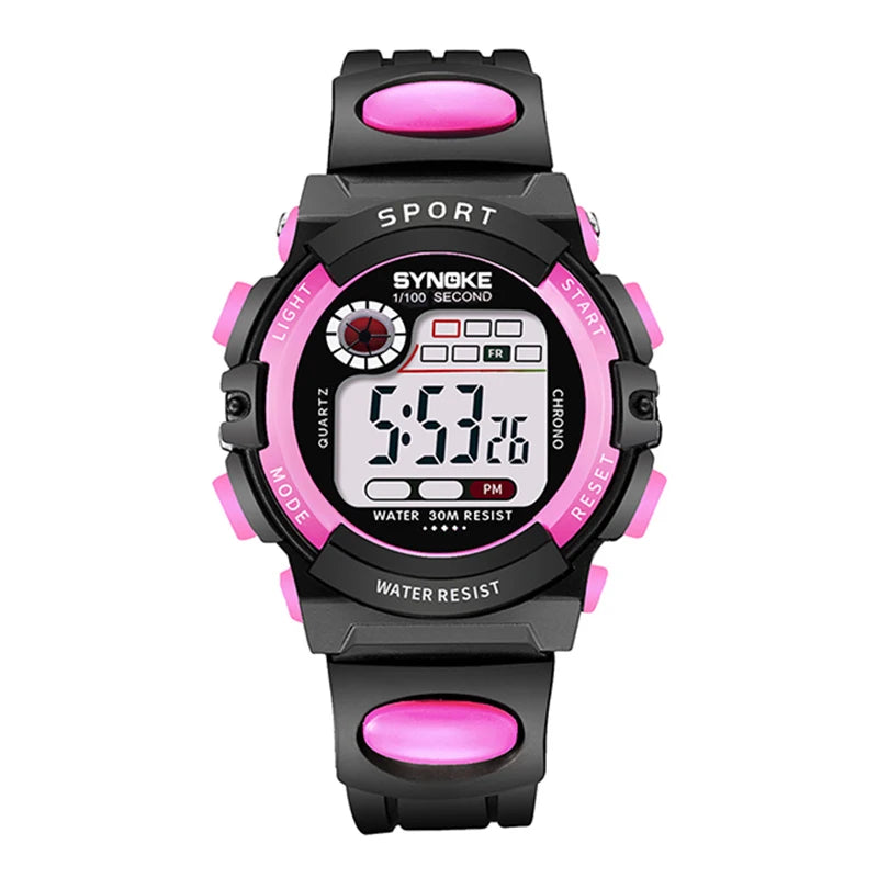 Electronic Children’s Sport Watch Colorful LED Digital Clock 3ATM Waterproof Alarm Wristwatch for Boys and Girls