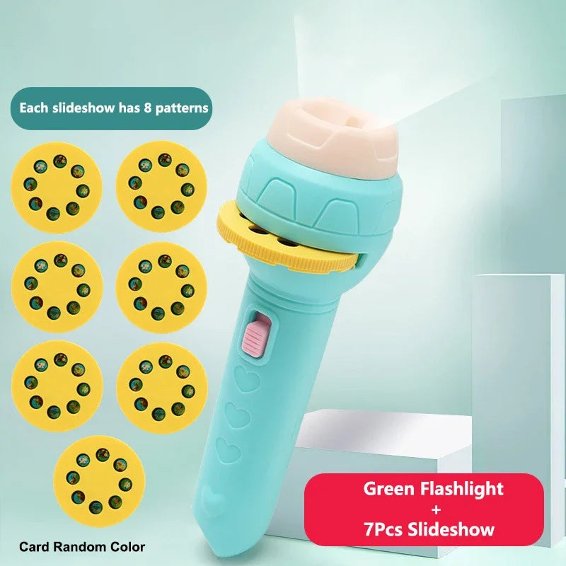 Kids Sleep Light Projector Torch – 24-Image Cute Cartoon Flashlight Projector for Bedtime Stories, Toddler Night Light (Battery Operated)
