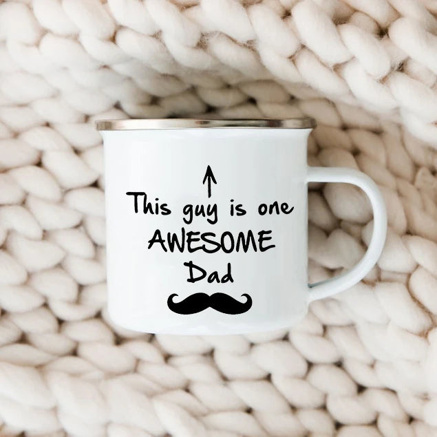 Dad Nutritional Facts Enamel Coffee Mug – Best Dad Ever Gift from Kids – Father's Day Gift for Papa, Daddy, Stepdad