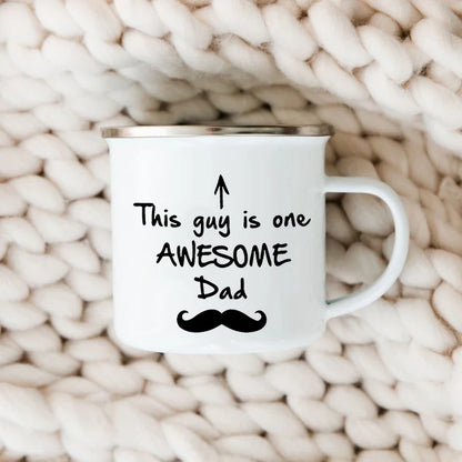 Dad Nutritional Facts Enamel Coffee Mug – Best Dad Ever Gift from Kids – Father's Day Gift for Papa, Daddy, Stepdad