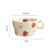 300ml (10 fl oz) Hand-Pinched Irregular Ceramic Mug – Cute Strawberry & Flower Coffee Cup, 10.3×6.2 cm (4.06×2.44 in) Gift for Kids & Girls