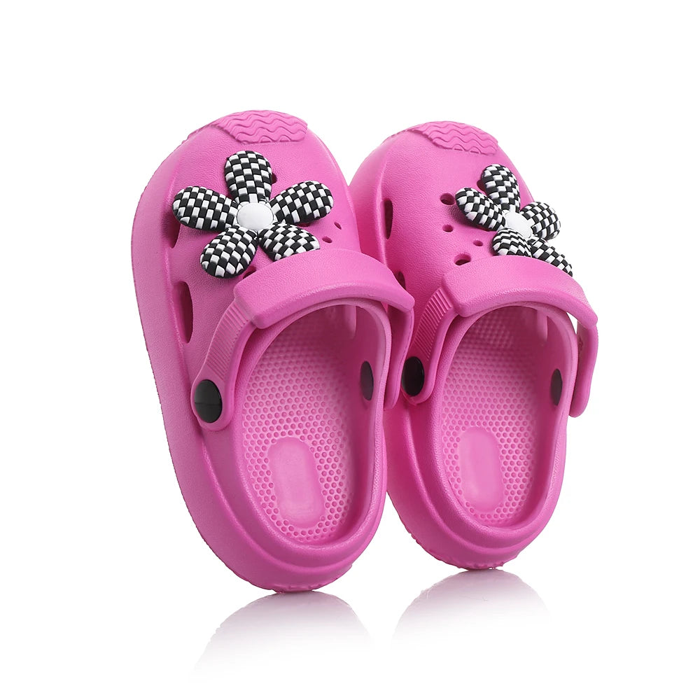 Summer Children’s Hole Slippers – Girls’ Fashion Flower Sandals, Soft Bottom Kids’ Beach Shoes, Toddler Home Slippers