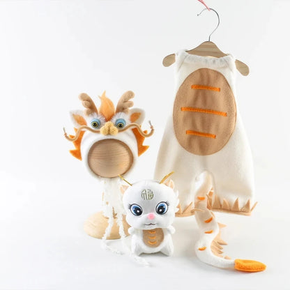 Baby Photography Clothes Set Soft Fabric Sewing Dragon Outfit Baby Boy Romper and Hat Newborn Photography Props