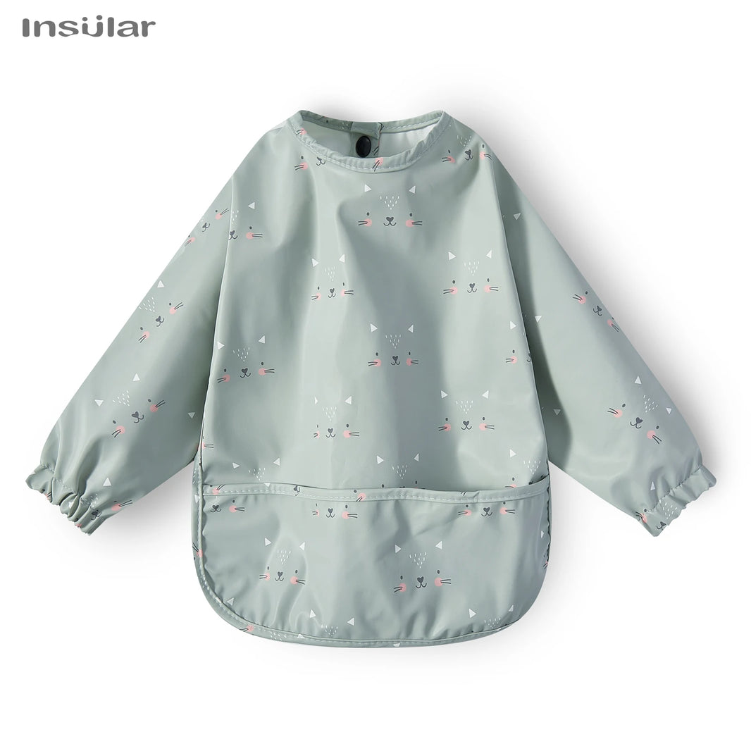 Waterproof Long-Sleeve Baby Bib with Pocket – Full-Cover Feeding Apron for Mess-Free Mealtime - Kidzy Market