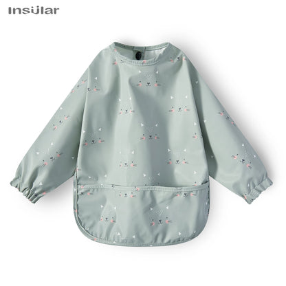 Waterproof Long-Sleeve Baby Bib with Pocket – Full-Cover Feeding Apron for Mess-Free Mealtime - Kidzy Market