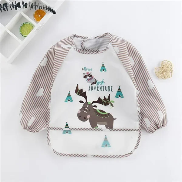 Waterproof Long-Sleeve Baby Smock – Toddler Art Apron & Feeding Bib with Pocket for Boys & Girls (1-3 Years) - Kidzy Market