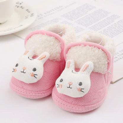 Winter Warm Newborn Baby Boy Girl Boots, Cute Bear Soft Toddler Shoes, First Walkers Anti-slip Booties, Infant Fur Snow Boots (0-18M)