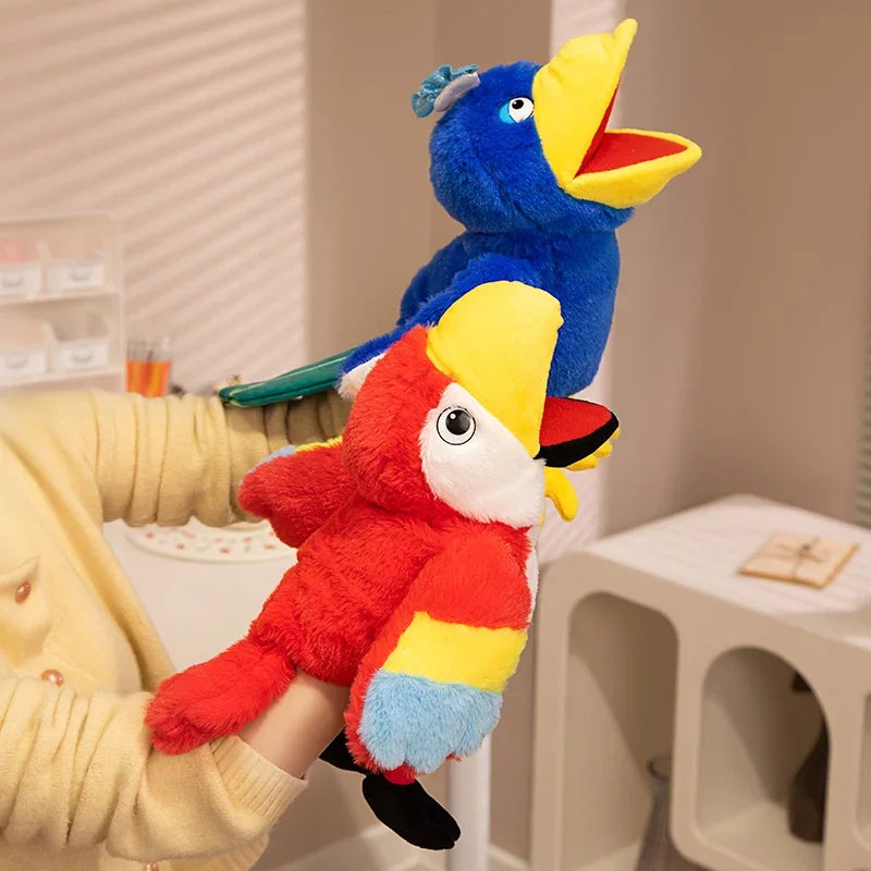 6 Style Plush Hand Puppets, Toucan Parrot Bald Eagle Peacock Owl Flamingo for Kids