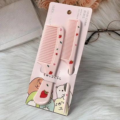 2Pcs/Set Cute Kids Hairdressing Comb - Anti-static Pointed Tail Comb for Girls - Strawberry Fruit Hair Comb