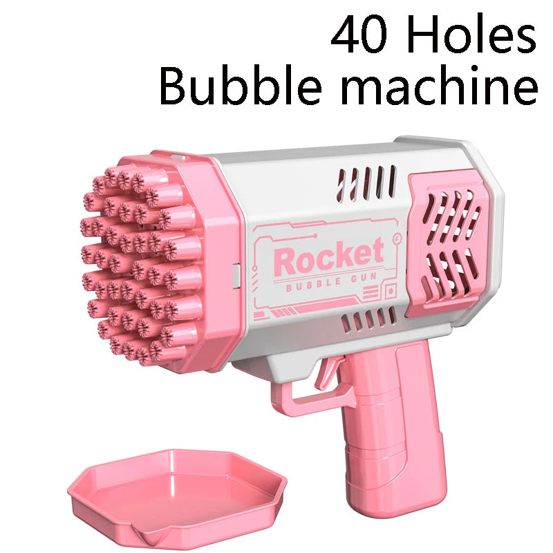 40/69-Hole Bubble Machine for Kids & Adults — Portable Battery-Powered Bubble Gun & Soap Blower, Ages 3+