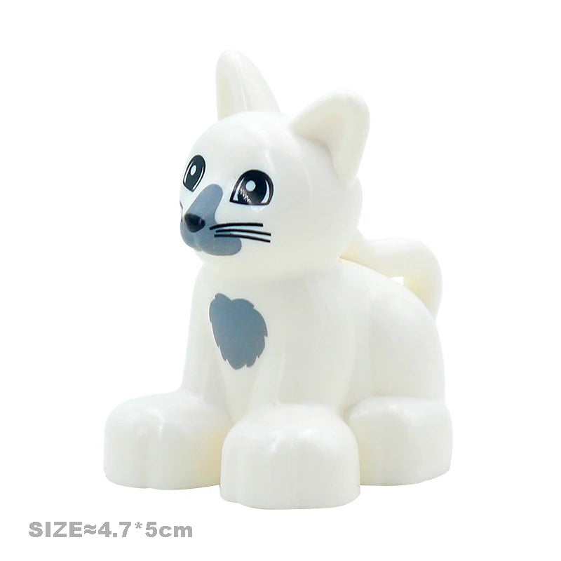 Big Size Building Blocks Farm Animals Set – Cat, Dog, Pig, and Rabbit Model Accessories Compatible with Bricks