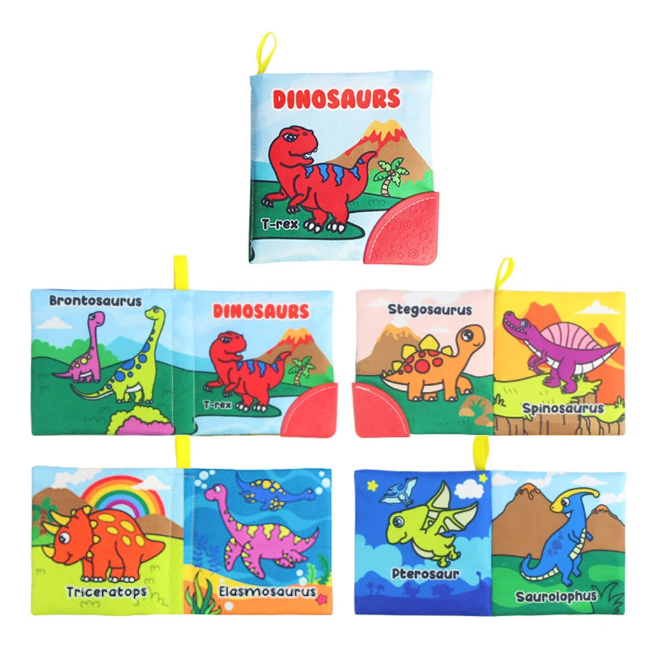 Baby Soft Cloth Books - Intelligence Development Learning Book with Teether, Rustle Sound Cognition Educational Toys for Baby