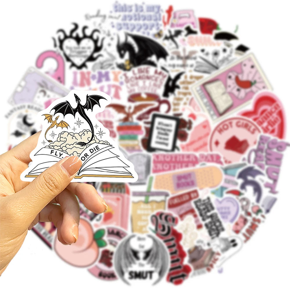 10/30/52pcs Cute Bookish Reading Stickers – Waterproof Graffiti Decals for Notebooks, Guitars, and Luggage
