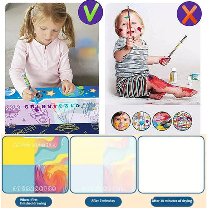 100x80CM Magic Water Drawing Mat – Reusable Doodle and Coloring Board with Magic Pens, Montessori Educational Toy for Kids