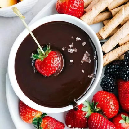 130ml (4.4 fl oz) Ceramic Chocolate Fondue Mug with Fork - 4.33in Mini Fondue Pot Candle Warmer for Melting Chocolate, Cheese & Butter