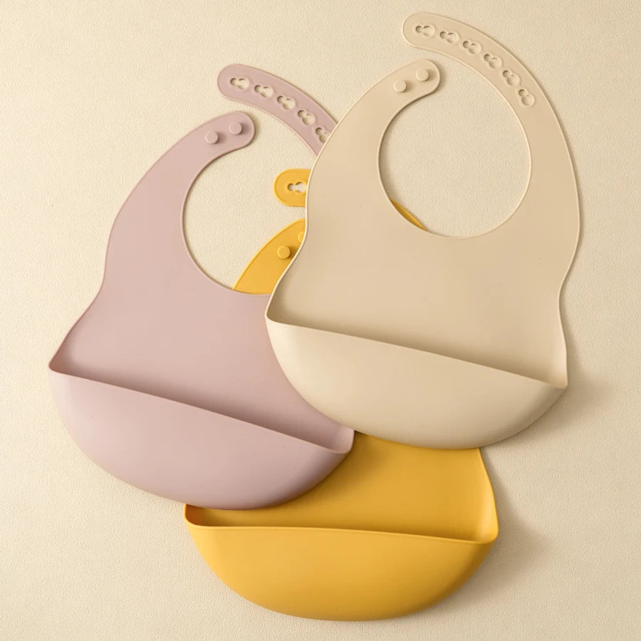 2PCS Silicone Baby Bibs for Toddlers – Waterproof, Solid Color, Adjustable Feeding & Burp Cloths for Newborns & Drooling Scarf - Kidzy Market