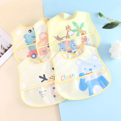5-Piece Set – Random Cartoon Animal Waterproof Baby Bibs for Boys & Girls, Adjustable Toddler Feeding Bibs & Saliva Bibs - Kidzy Market