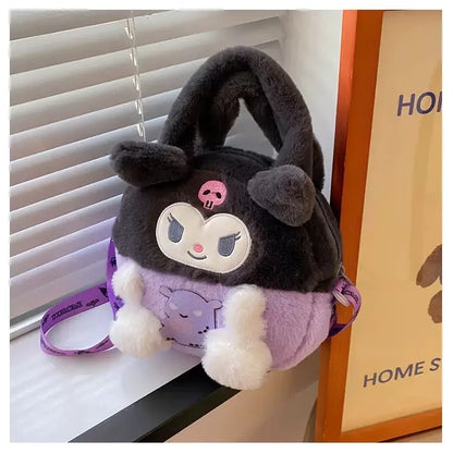 Kawaii Sanrio Plush Backpack – Kuromi, Melody, Cinnamoroll & Pochacco Anime Plush Handbags for Girls, Perfect Gift - Kidzy Market
