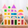 25PCS Stacking Building Blocks – Montessori Construction Toys, Colorful Geometry Sensory Wood Rainbow Blocks for Preschool Kids