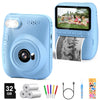 Instant Print Kids Camera with 3.0-Inch Screen, 32MP 1080P HD Digital Camera, Includes 3 Rolls of Printer Paper