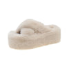 Women's Faux Fur Plush Slippers - Cozy Fuzzy Indoor Platform Slip-On House Shoes, Round Toe Winter - US Sizes 5-13