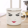 Woman Face Enamel Coffee Mug — Funny Cute Gamer Mug, Birthday & Back-to-School Gift